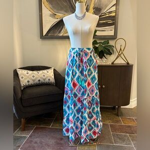 Colorful Geometric Print Maxi Skirt NWOT